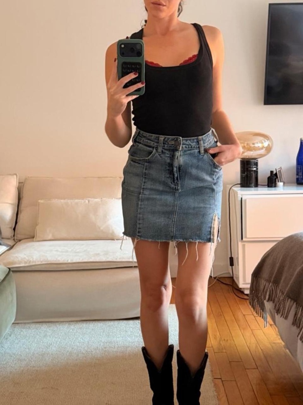 Mini High Waisted Denim Skirt
